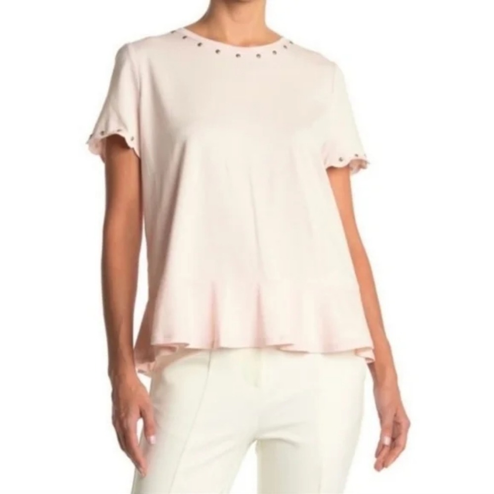 Kate Spade Broome Street Stud Embellished Tee Faded Peony Pink Size XS